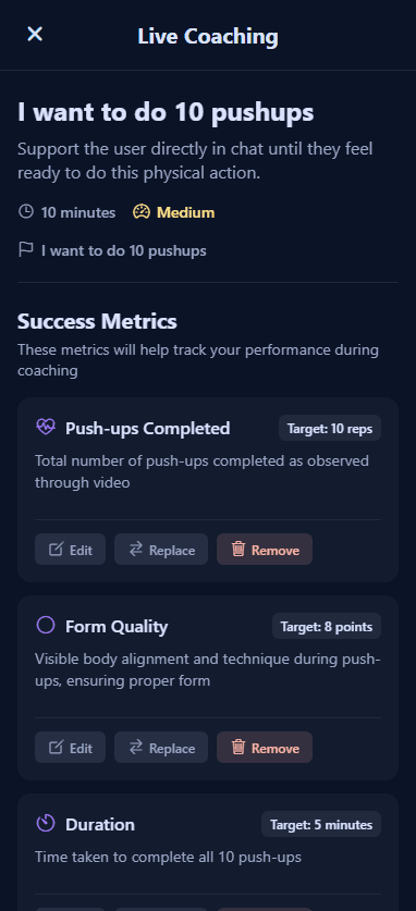 Conteenua live coaching screen