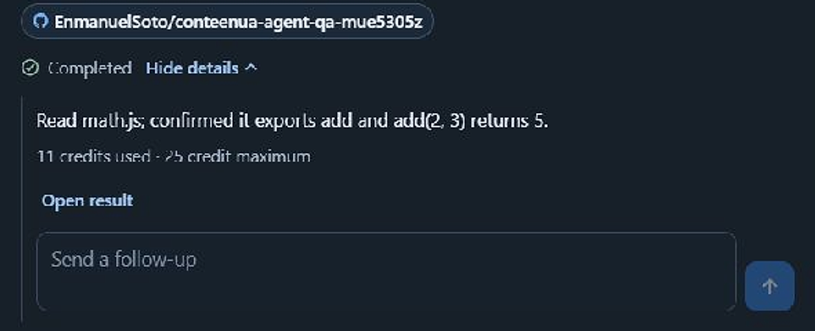 Resultado completado de programación alojada con límite de créditos y seguimiento dentro de la lista